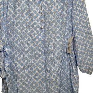 Blue Patterned Button-Up Shirt